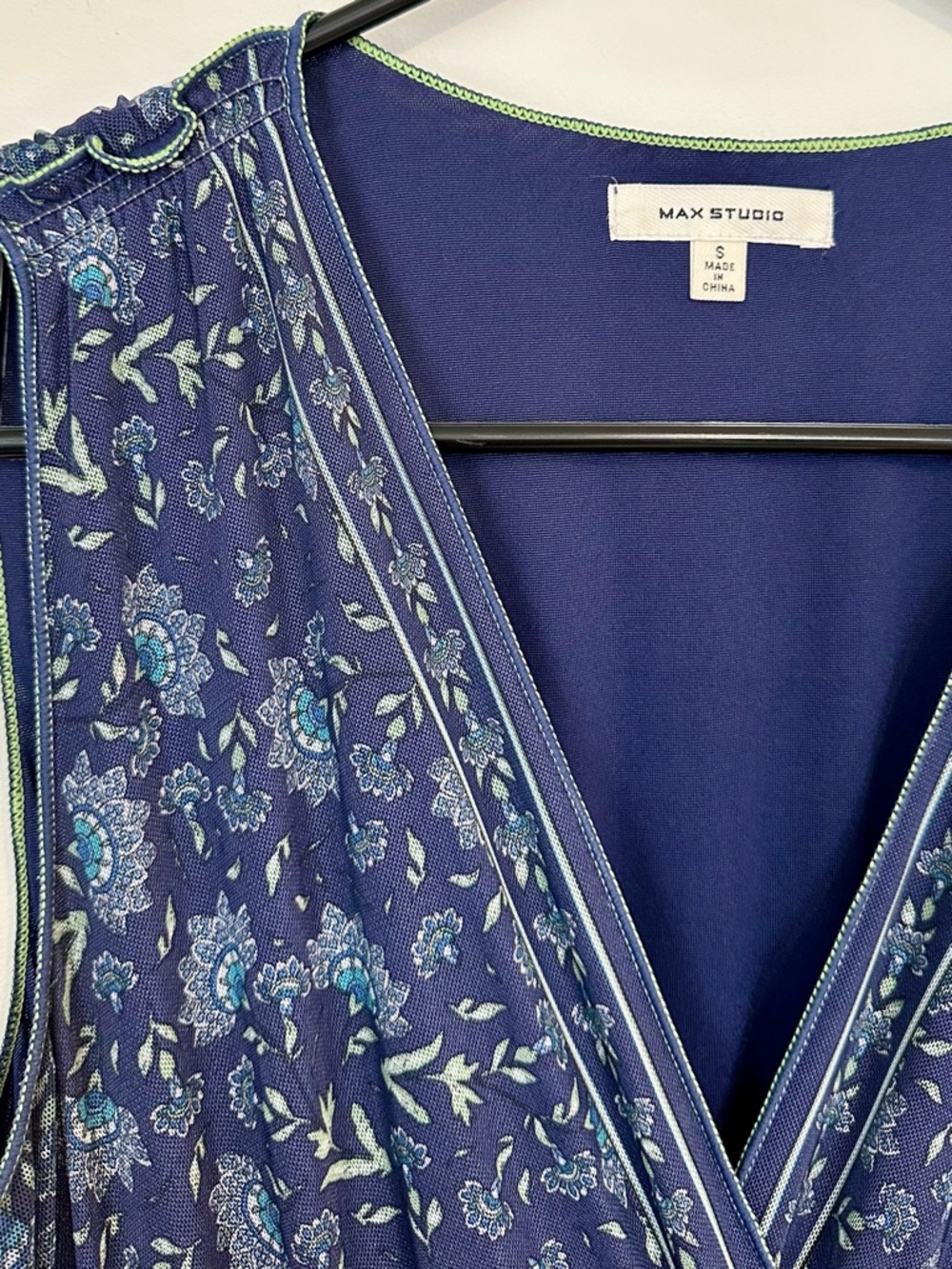 Max Studio Navy Blue Floral Paisley Maxi Dress - Size: Small - Picture 2 of 7